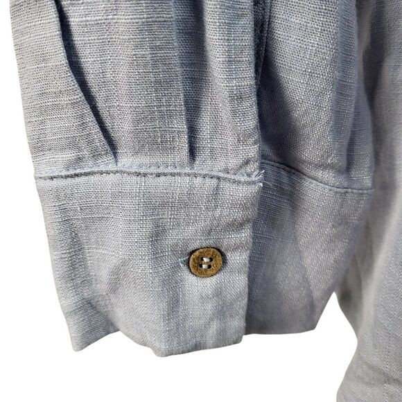 NEW Easel Oversized Small Classic Linen Blend Shirt Light Blue Denim Long Sleeve - Picture 15 of 16